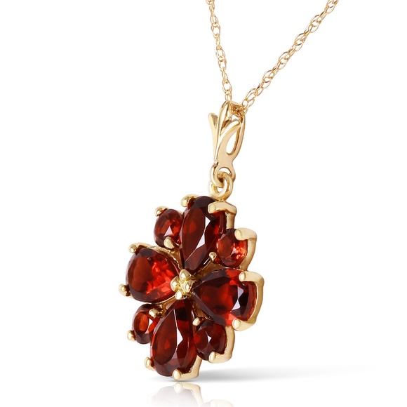 14K. SOLID GOLD NECKLACE WITH NATURAL GARNETS